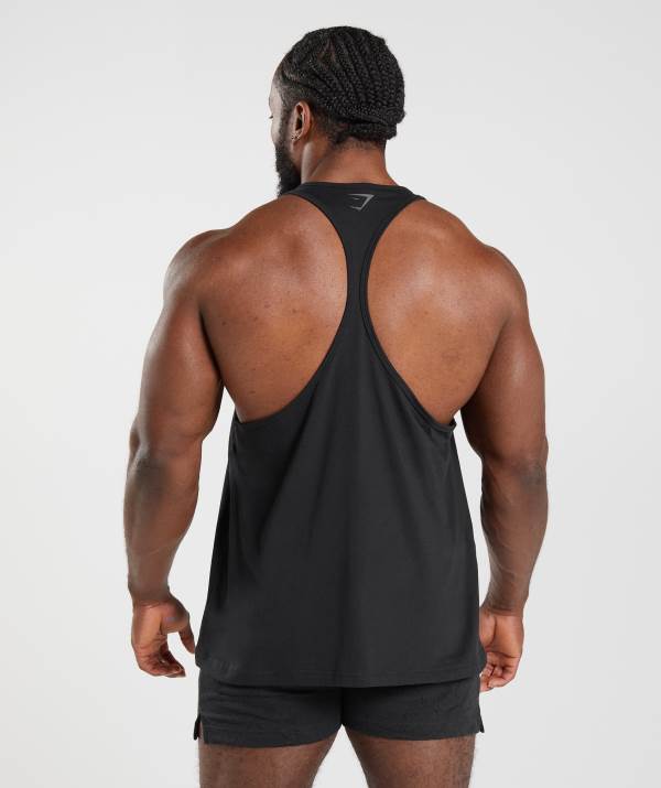 Panske Tielko Gymshark Power Stringer Čierne | RQ0721835